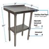 Bk Resources Work Table Stainless Steel With Undershelf, 1.5" Rear Riser 24"Wx18"D VTTR-1824
